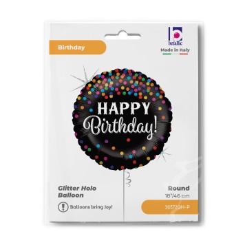 Happy Birthday Glitter Confetti Happy Birthday foil balloon 46 cm