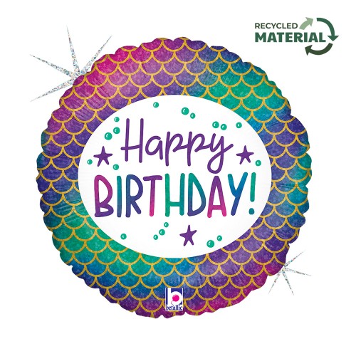 Happy Birthday Glitter Mermaid Happy Birthday foil balloon 46 cm