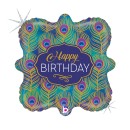 Happy Birthday Glitter Peacook Happy Birthday foil balloon 46 cm
