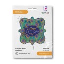 Happy Birthday Glitter Peacook Happy Birthday foil balloon 46 cm