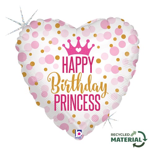 Happy Birthday Glitter Princess Happy Birthday foil balloon 46 cm