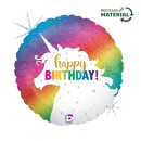 Happy Birthday Glitter Unicorn Happy Birthday foil balloon 46 cm