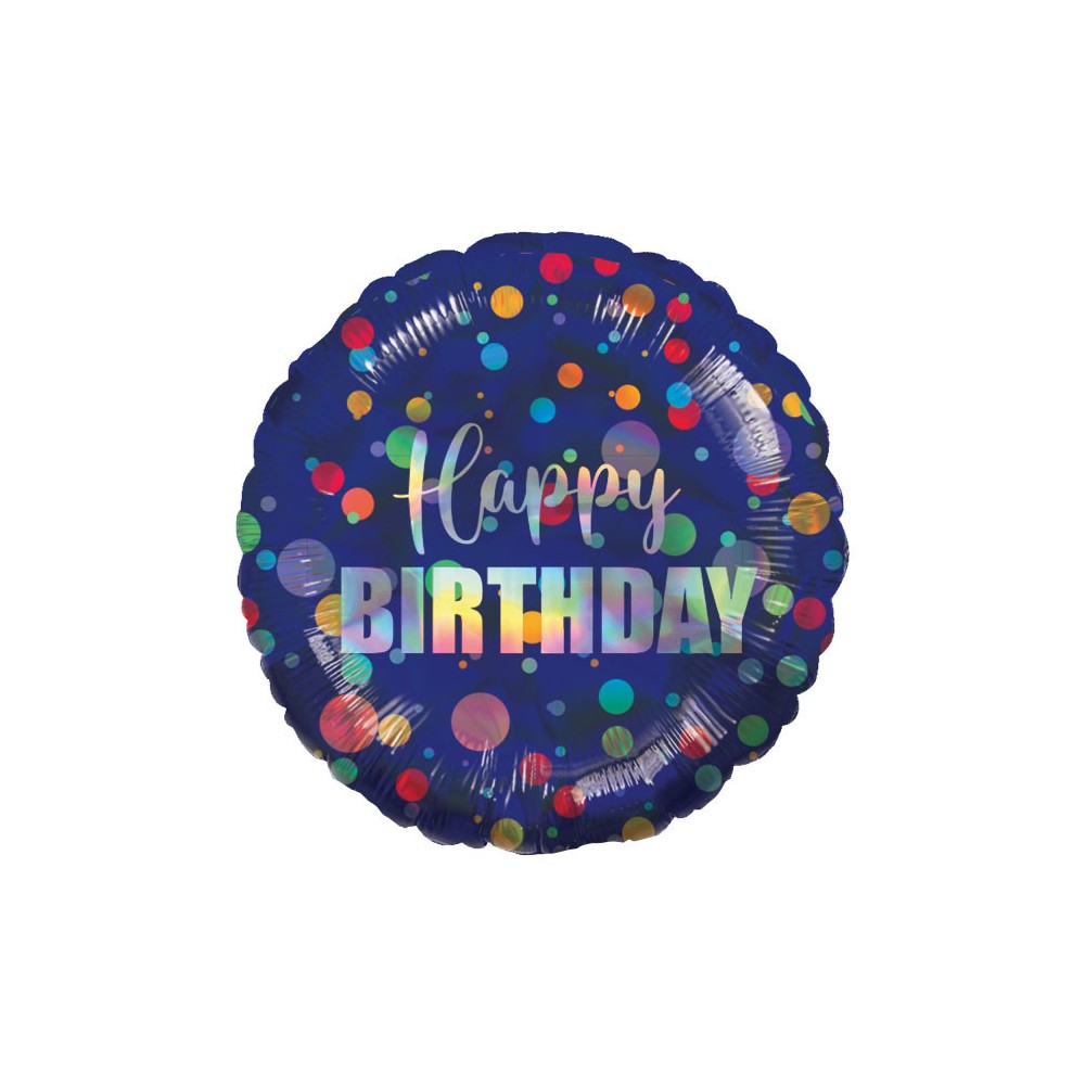 Happy Birthday Iridescent Dots fólia lufi 43 cm