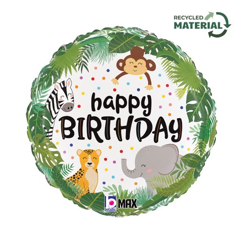 Happy Birthday Jungle Happy Birthday foil balloon 46 cm