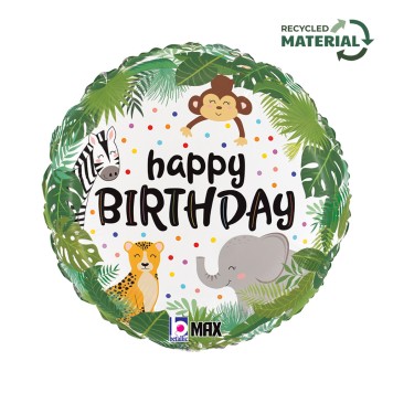 Happy Birthday Jungle Happy Birthday foil balloon 46 cm