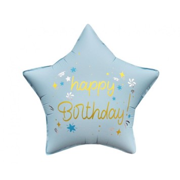 Happy Birthday Matt Blue Happy Birthday star foil balloon 44 cm