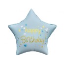 Happy Birthday Matt Blue Happy Birthday star foil balloon 44 cm