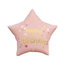 Happy Birthday Matt Pink Happy Birthday star foil balloon 44 cm