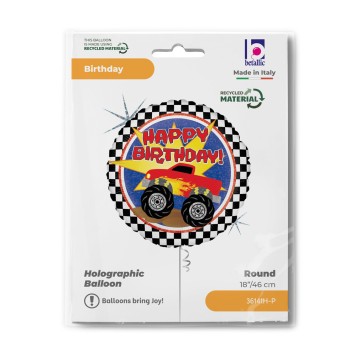 Happy Birthday Monster Truck Holo Happy Birthday foil balloon 46 cm