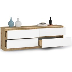 KOMODA K160 4SZ CLP DĄB ARTISAN / BIAŁY