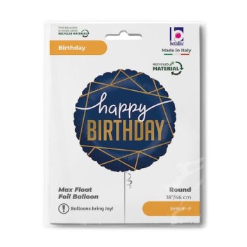 Happy Birthday Navy Happy Birthday foil balloon 46 cm