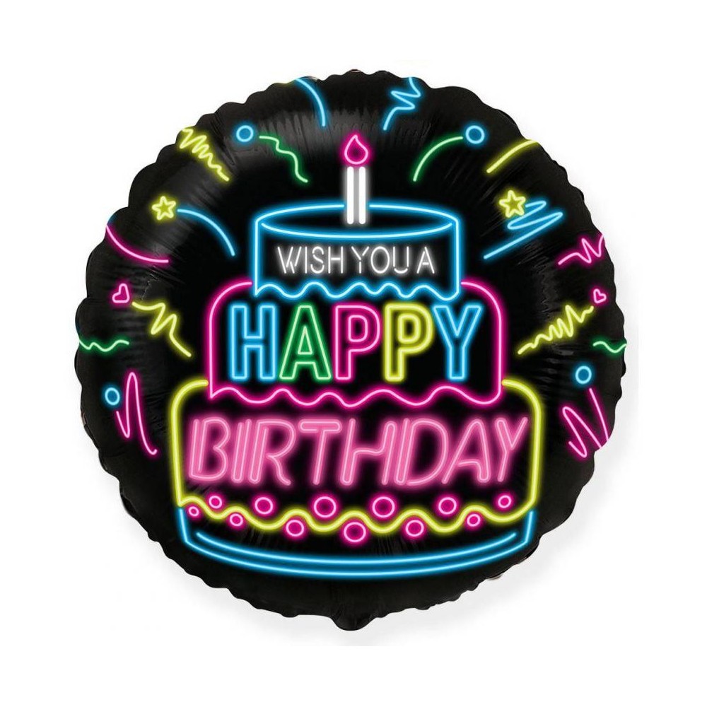 Happy Birthday Neon Happy Birthday foil balloon 48 cm