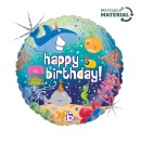 Happy Birthday Ocean Holo Happy Birthday foil balloon 46 cm