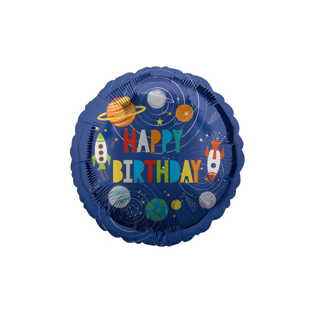 Happy Birthday Outer Space fólia lufi 43 cm