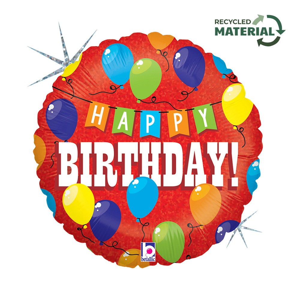 Happy Birthday Party Holo Happy Birthday foil balloon 46 cm