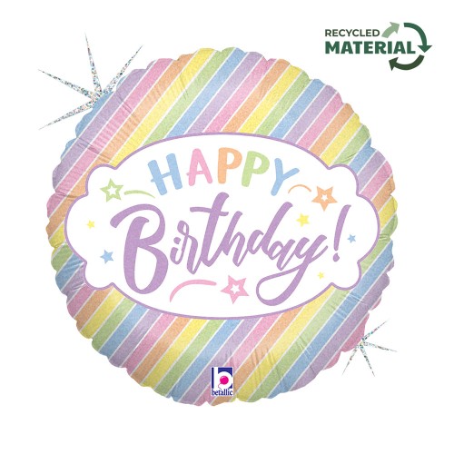 Happy Birthday Pastel Holo Happy Birthday foil balloon 46 cm
