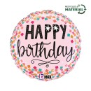 Happy Birthday Pink Confetti Happy Birthday foil balloon 46 cm