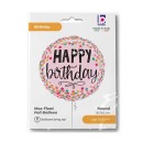 Happy Birthday Pink Confetti Happy Birthday foil balloon 46 cm