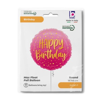 Happy Birthday Pink Happy Birthday foil balloon 46 cm