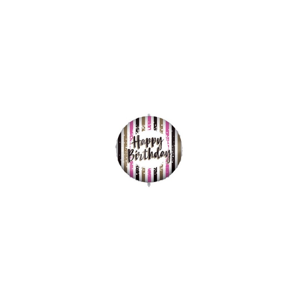 Happy Birthday Happy Birthday Pink Gold Stripes Foil Balloon 46 cm