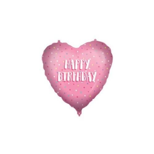 Happy Birthday Happy Birthday Pink Heart foil balloon 46 cm