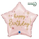 Happy Birthday Pink Star Happy Birthday foil balloon 46 cm