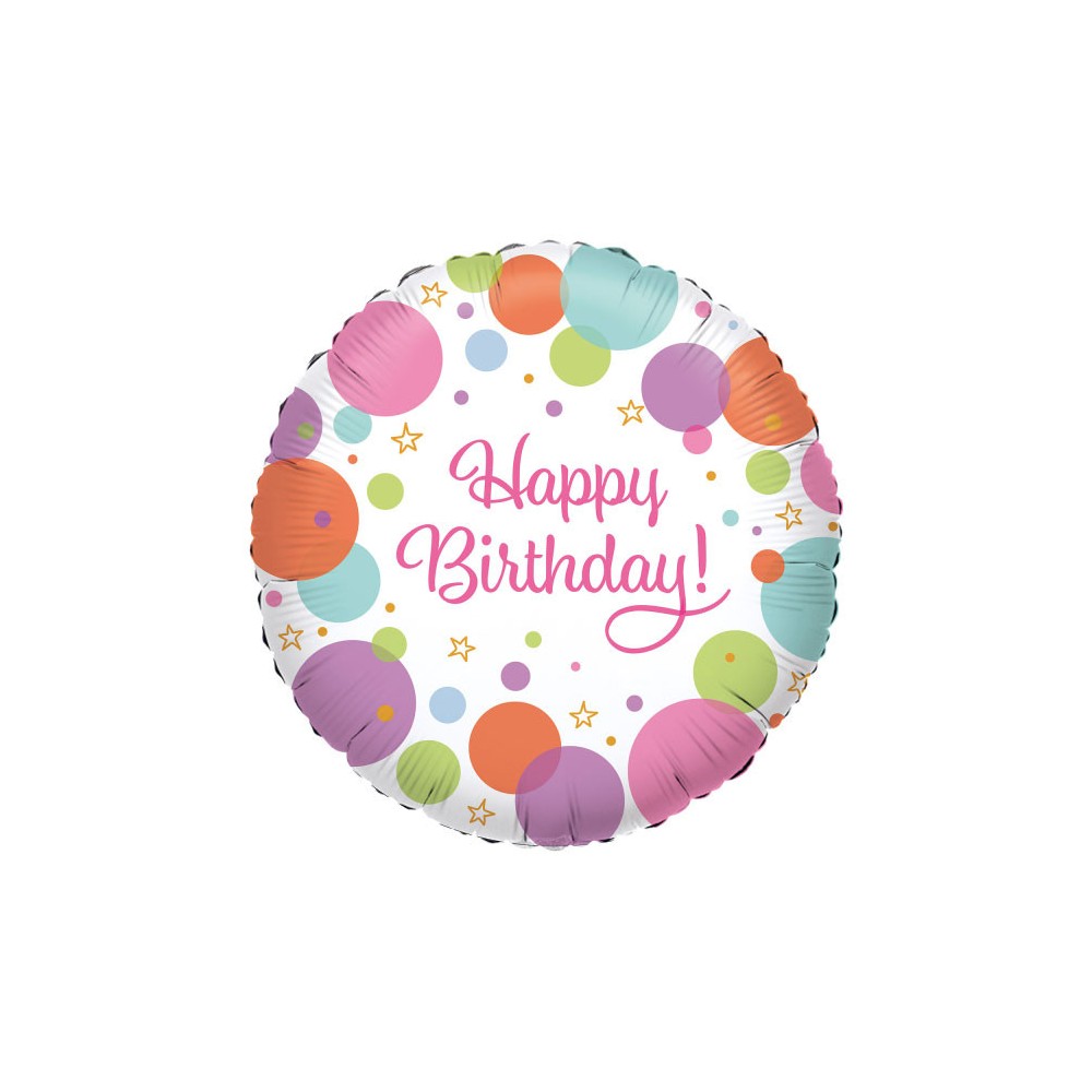 Happy Birthday Polka Dots fólia lufi 43 cm