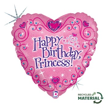 Happy Birthday Princess Tiara Holo Happy Birthday foil balloon 46 cm