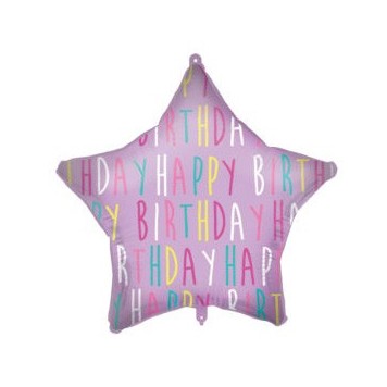 Star Happy Birthday Purple Star foil balloon 46 cm