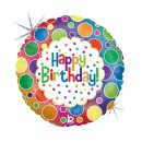 Happy Birthday Rainbow Dots Holo Happy Birthday foil balloon 46 cm