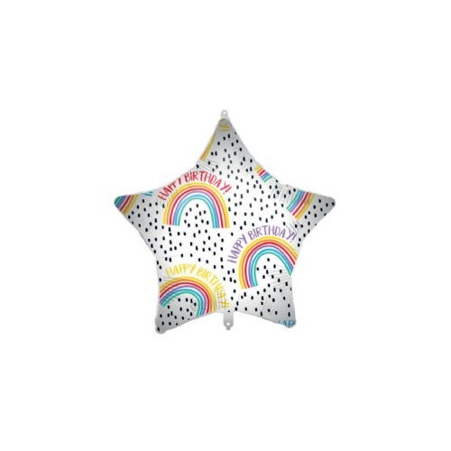 Star Happy Birthday Rainbow Star foil balloon 46 cm