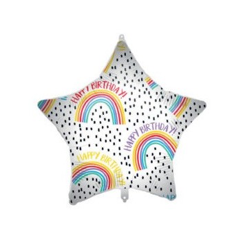 Star Happy Birthday Rainbow Star foil balloon 46 cm