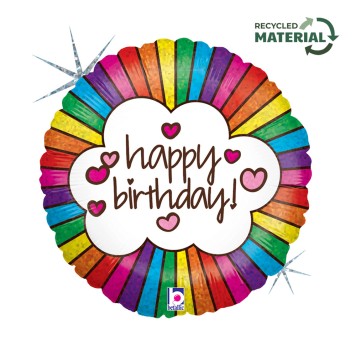 Happy Birthday Retro Holo Happy Birthday foil balloon 46 cm