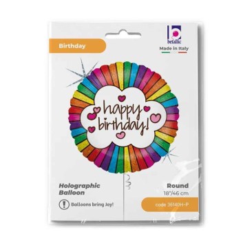 Happy Birthday Retro Holo Happy Birthday foil balloon 46 cm