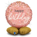Happy Birthday Rose Gold Happy Birthday foil balloon with base 41 cm