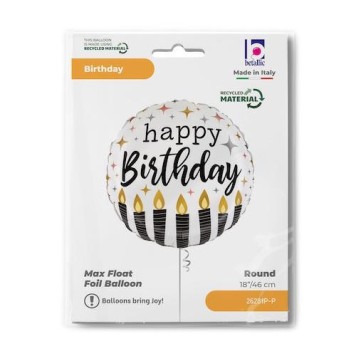Happy Birthday Satin Candle Happy Birthday foil balloon 46 cm