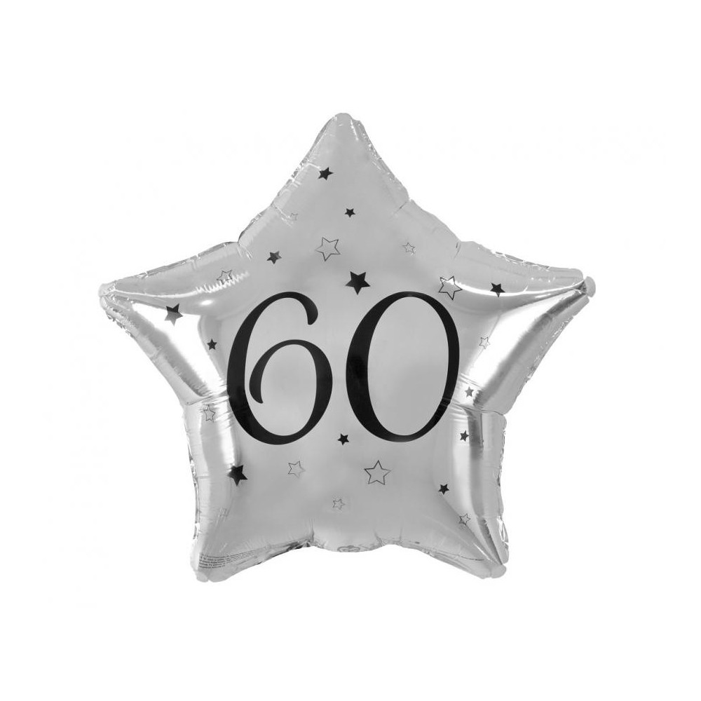 Happy Birthday Happy Birthday Silver, Silver Star 60 Foil Balloon 44 cm