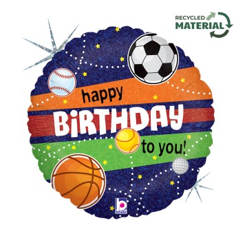 Happy Birthday Sports Holo Happy Birthday foil balloon 46 cm