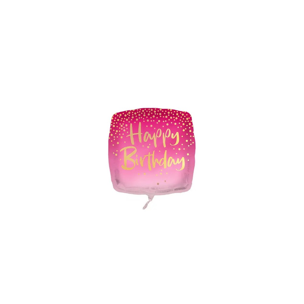 Happy Birthday Square Pink Happy Birthday foil balloon 46 cm