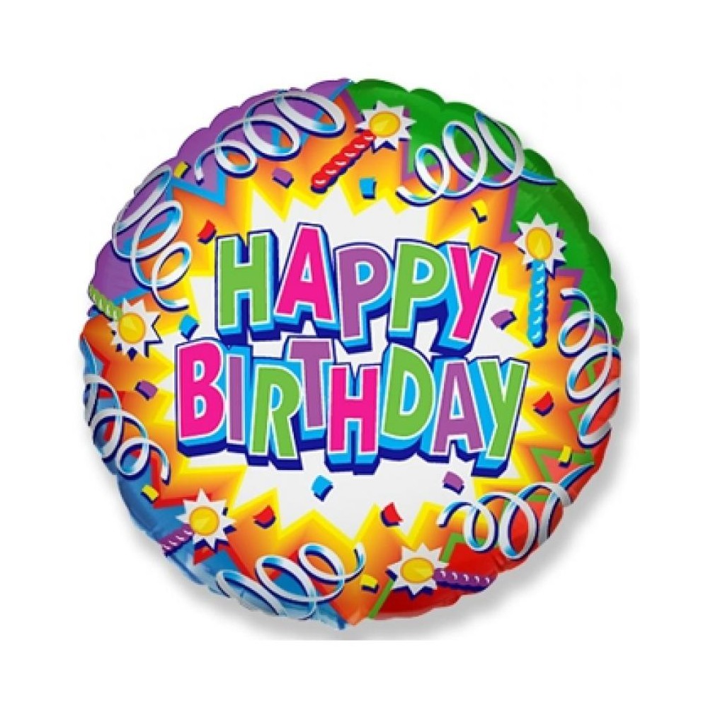 Happy Birthday Streamers Happy Birthday foil balloon 46 cm (WP)