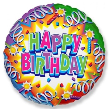 Happy Birthday Streamers Happy Birthday foil balloon 46 cm (WP)