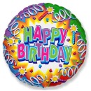 Happy Birthday Streamers Happy Birthday foil balloon 46 cm (WP)