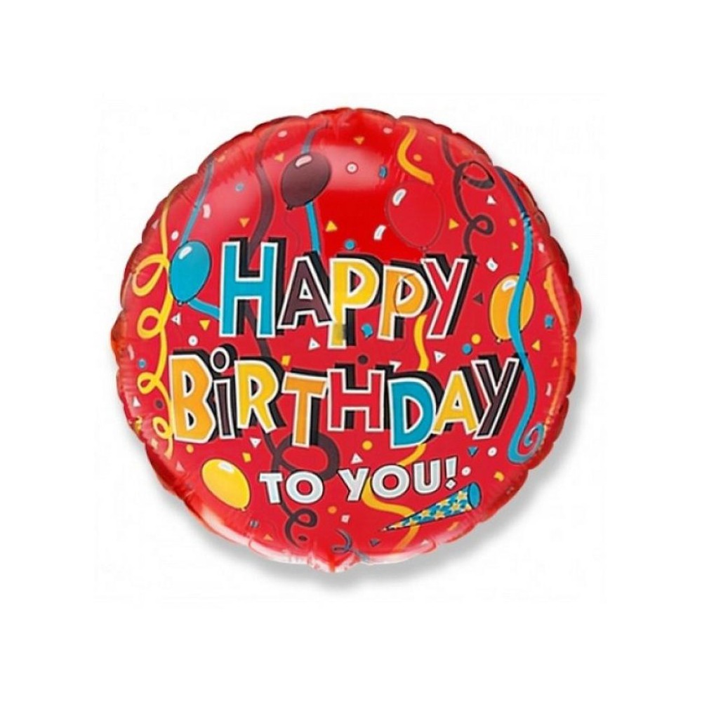 Happy Birthday Streamers Happy Birthday foil balloon 46 cm (WP)