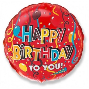 Happy Birthday Streamers Happy Birthday foil balloon 46 cm (WP)