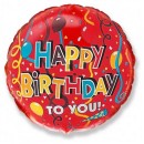 Happy Birthday Streamers Happy Birthday foil balloon 46 cm (WP)