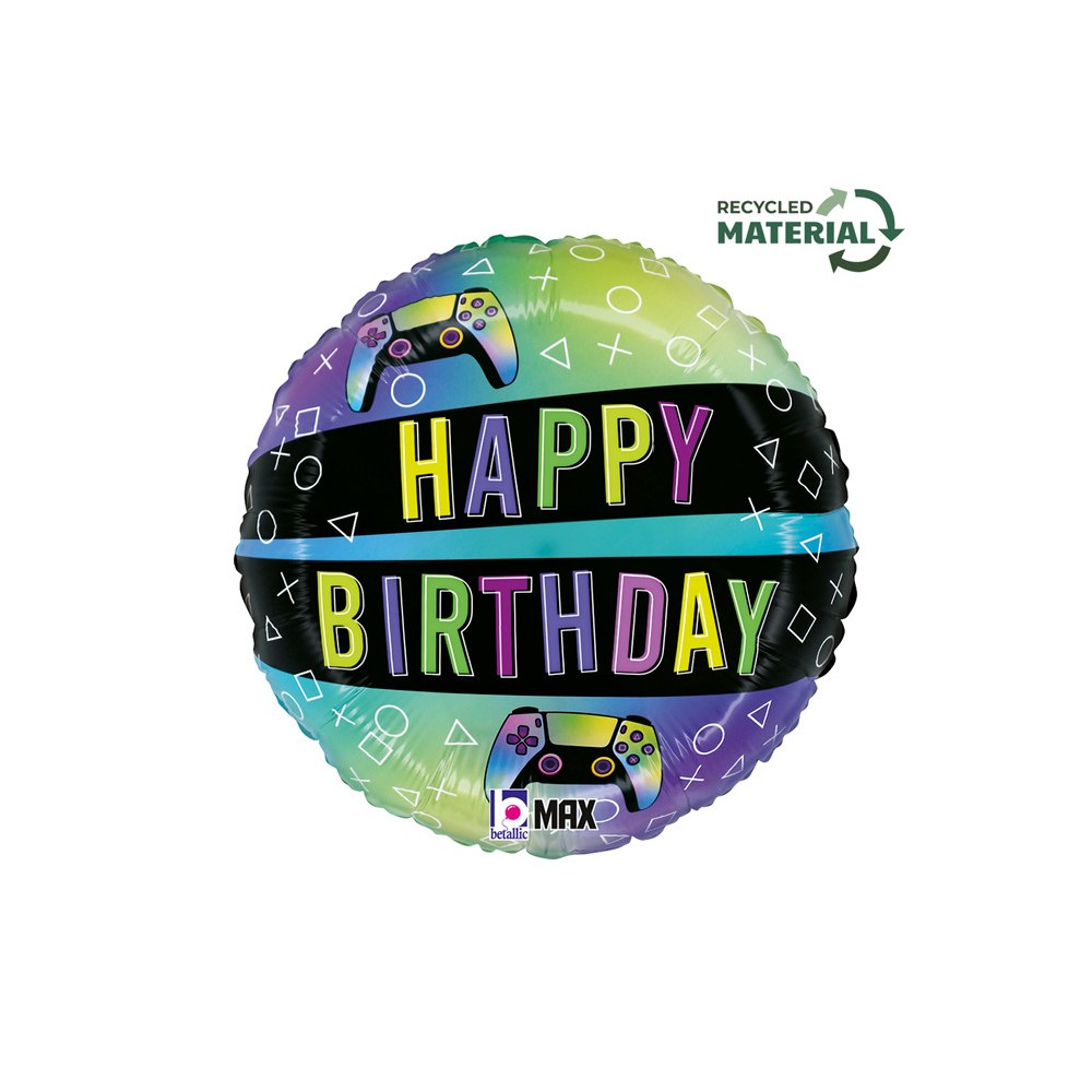 Happy Birthday Vivid Gaming Happy Birthday foil balloon 46 cm