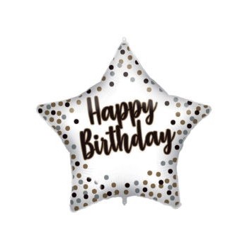 Happy Birthday White-Gold Happy Birthday foil balloon 46 cm