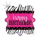 Happy Birthday Zebra Holo Happy Birthday foil balloon 18 inches