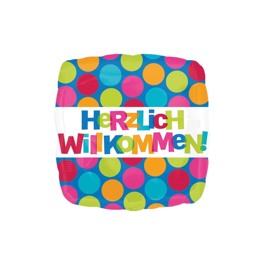 Colour Herzlich Willkommen foil balloon 43 cm