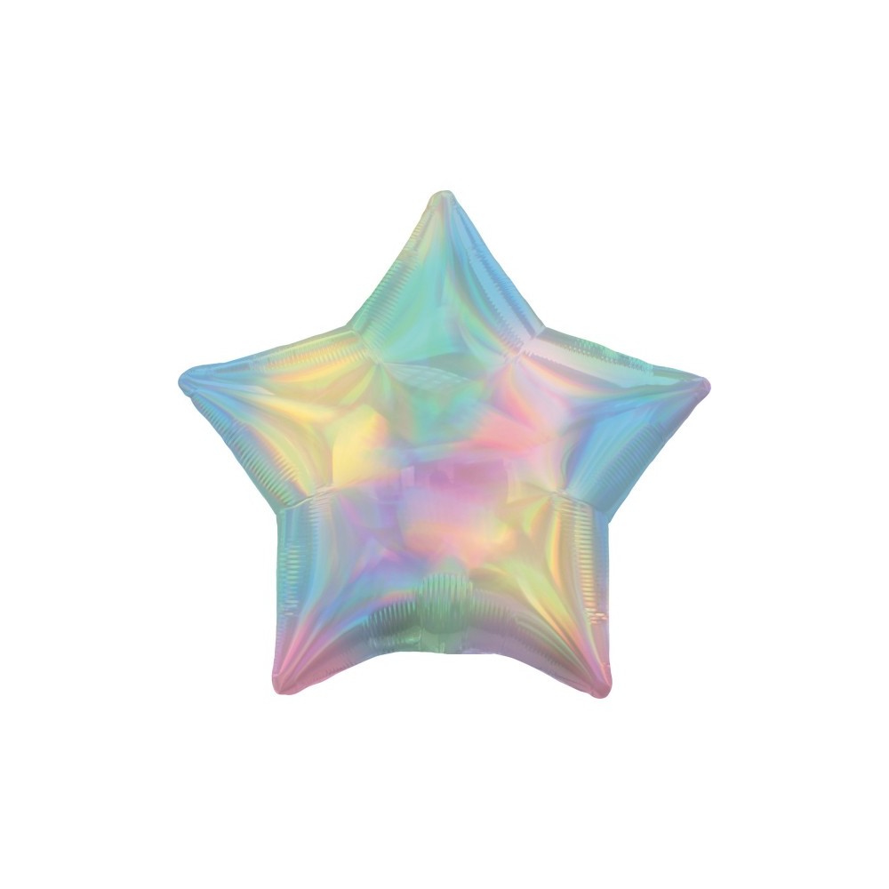 Colour Holographic Star Pastel Rainbow foil balloon 48 cm